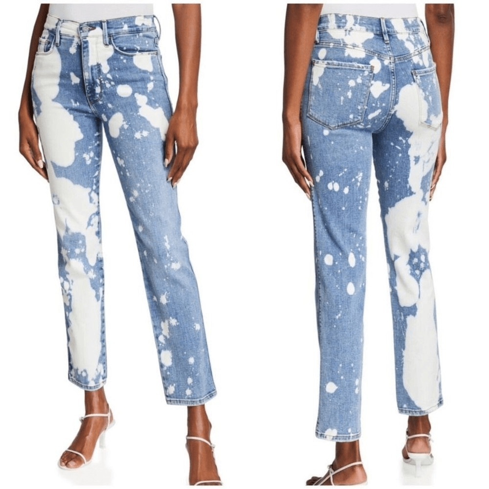 Frame Le Sylvie Slender Straight Jeans Bering Splash Wash Size 27